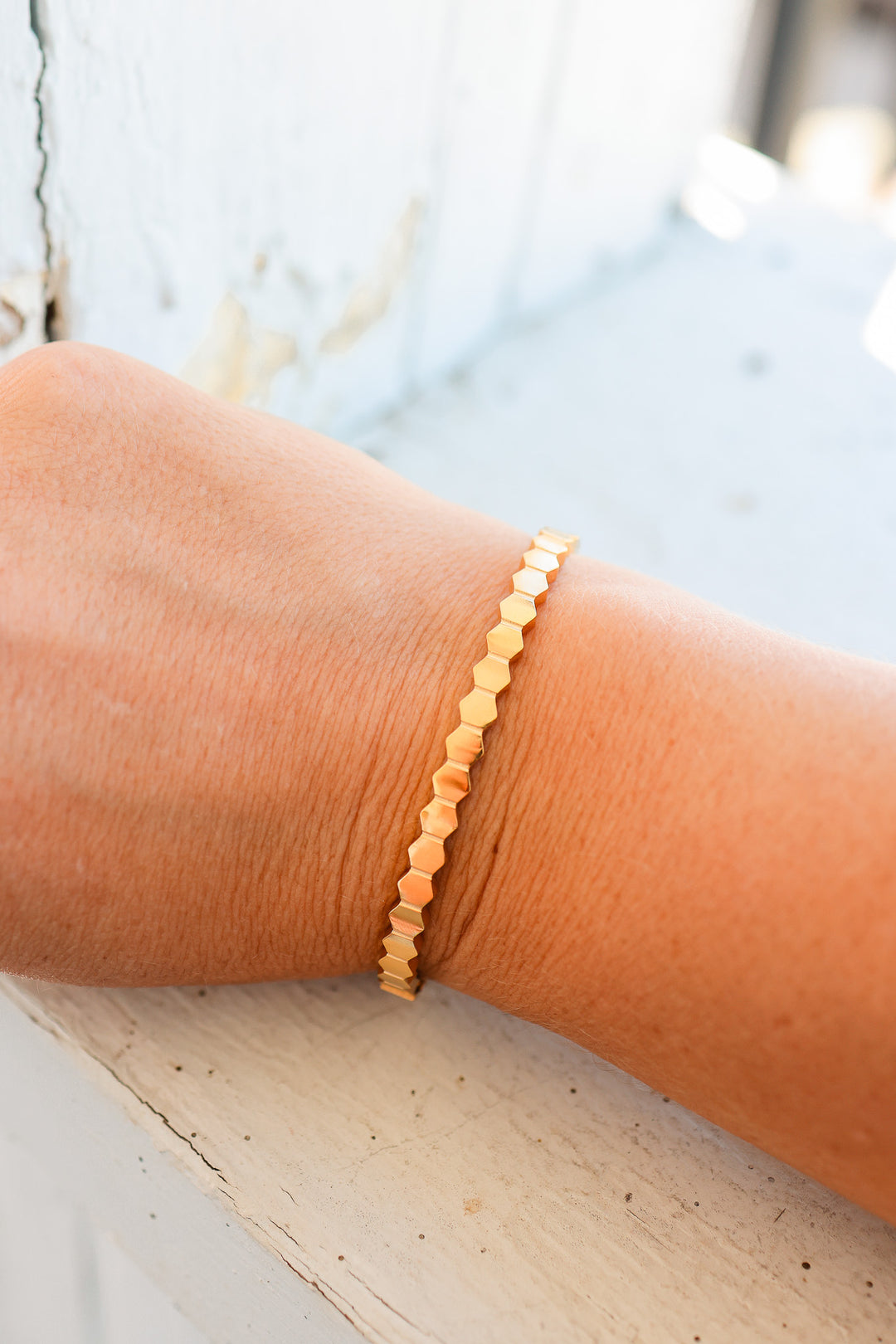 Gold Hinged Bangle Bracelet