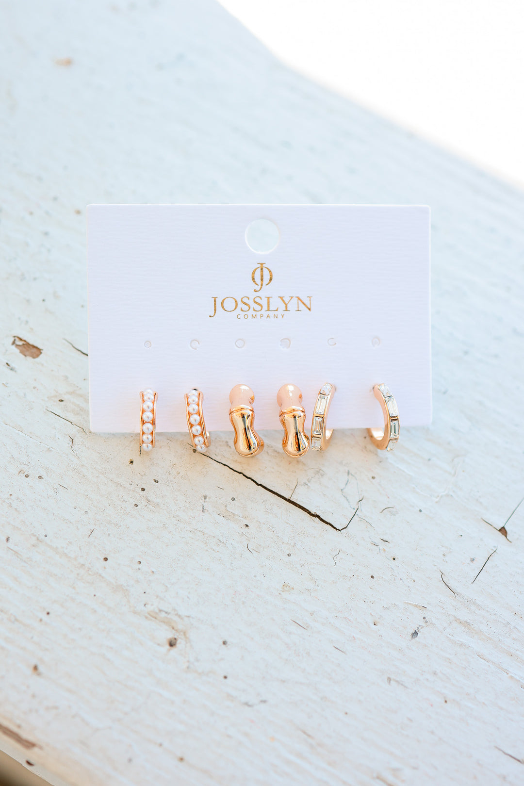 Pearl Rhinestone Multi Hoop Trio Earrings