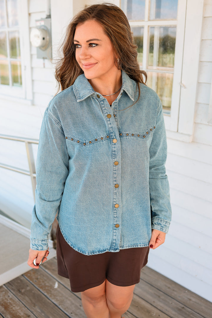 Winslet Button Down Studded Denim Shirt