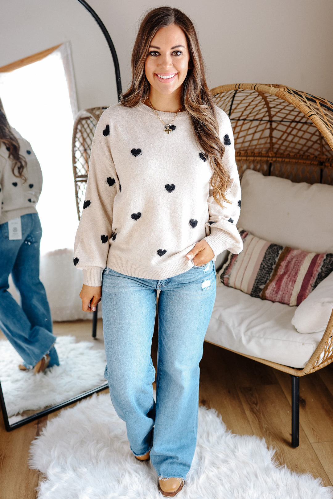 Maisie Heart Sweater - Beige