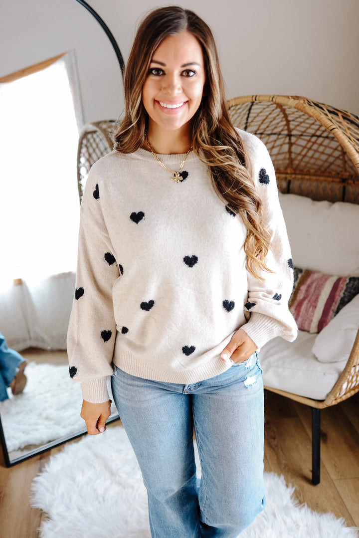 Maisie Heart Sweater - Beige