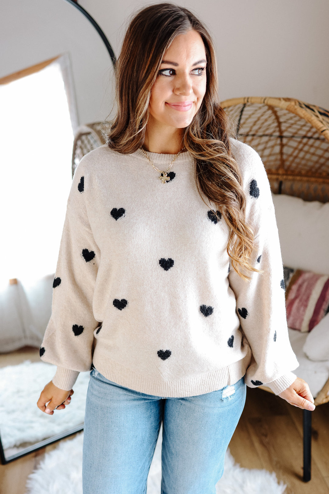 Maisie Heart Sweater - Beige