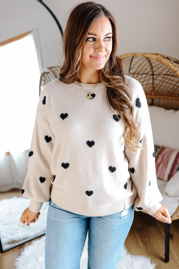 Maisie Heart Sweater - Beige
