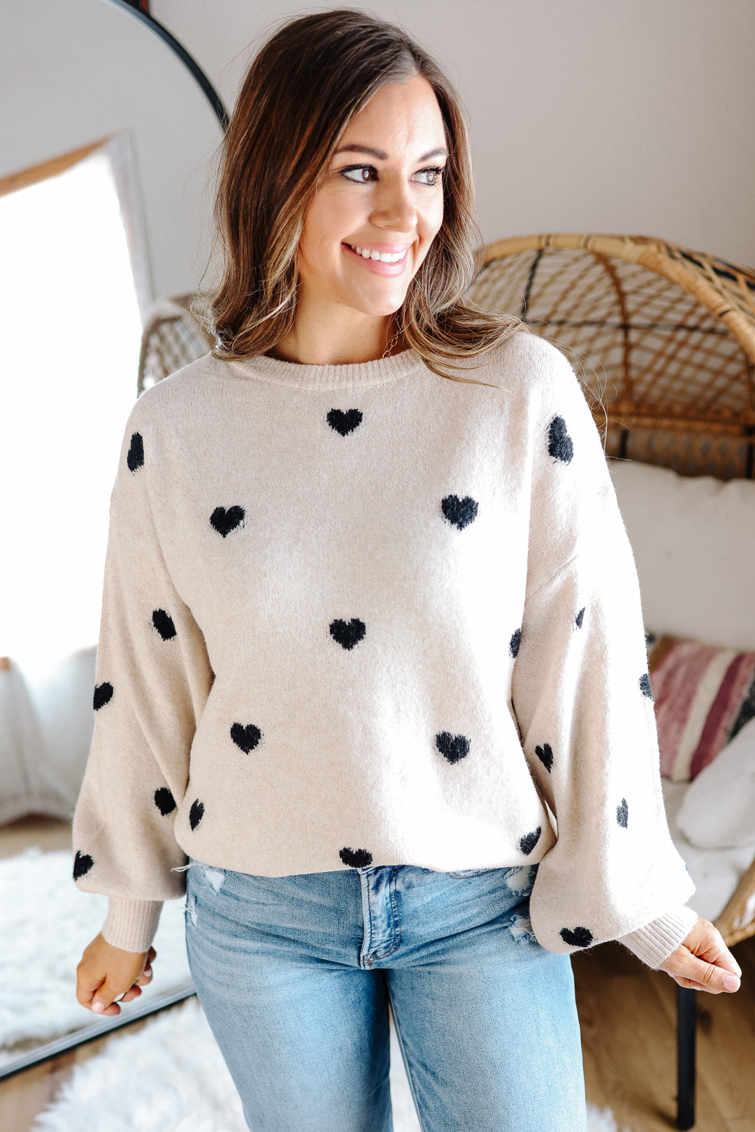 Maisie Heart Sweater - Beige