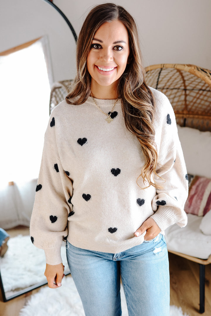 Maisie Heart Sweater - Beige