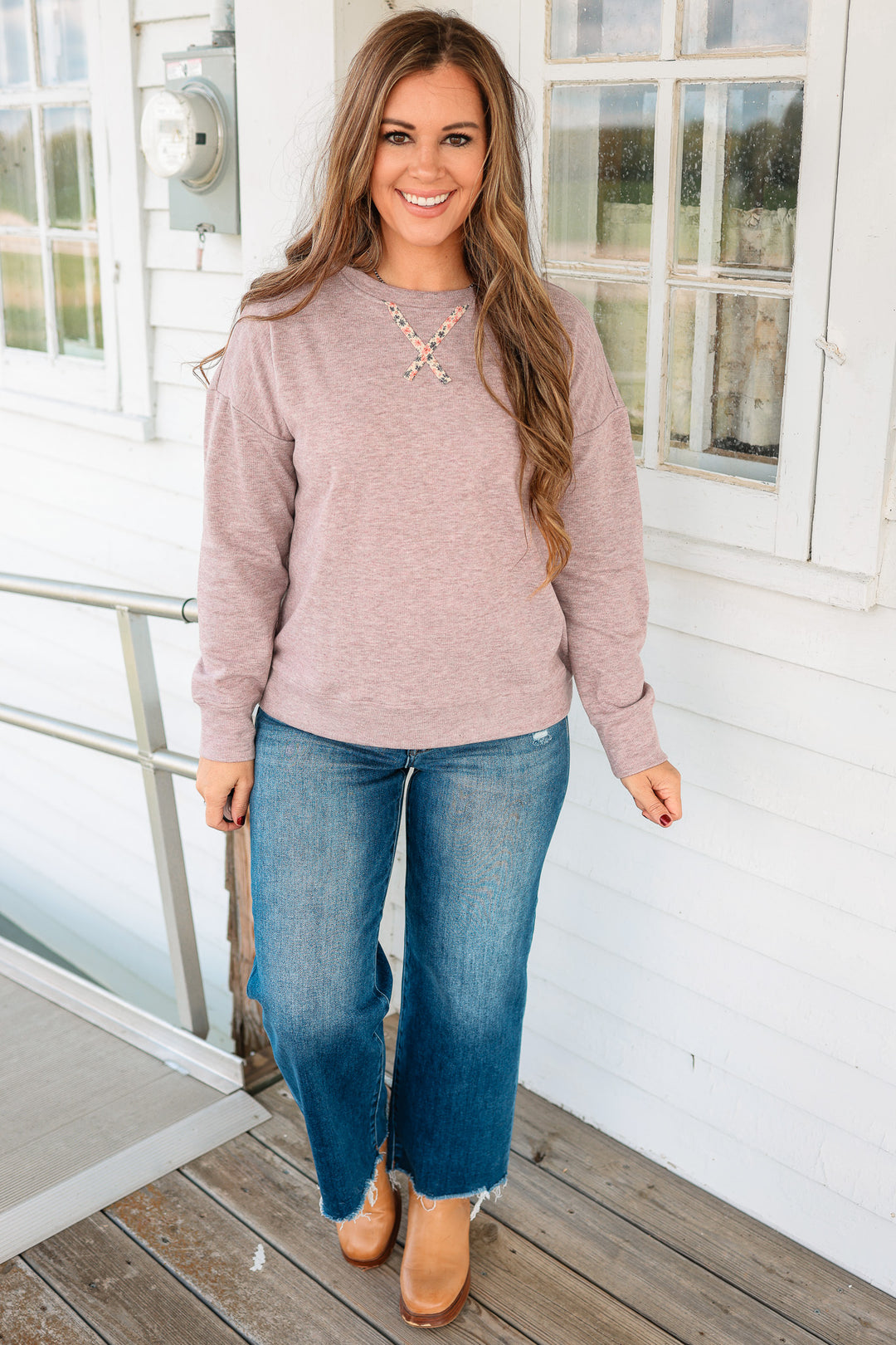 Bailey Crewneck Floral Patch Sweatshirt