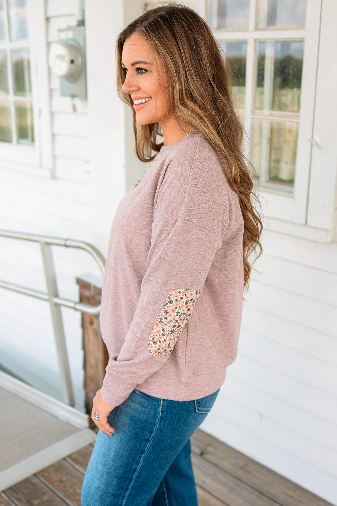 Bailey Crewneck Floral Patch Sweatshirt