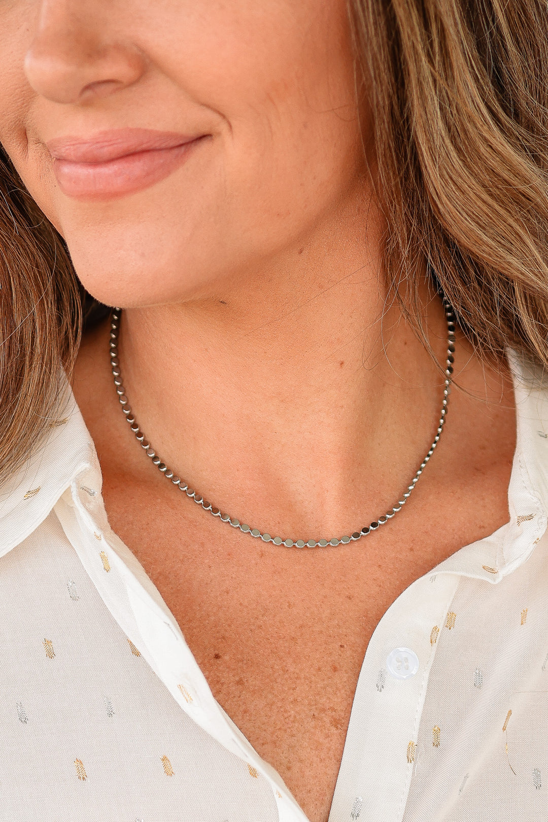 Dakota Disc Chain Necklace - Silver