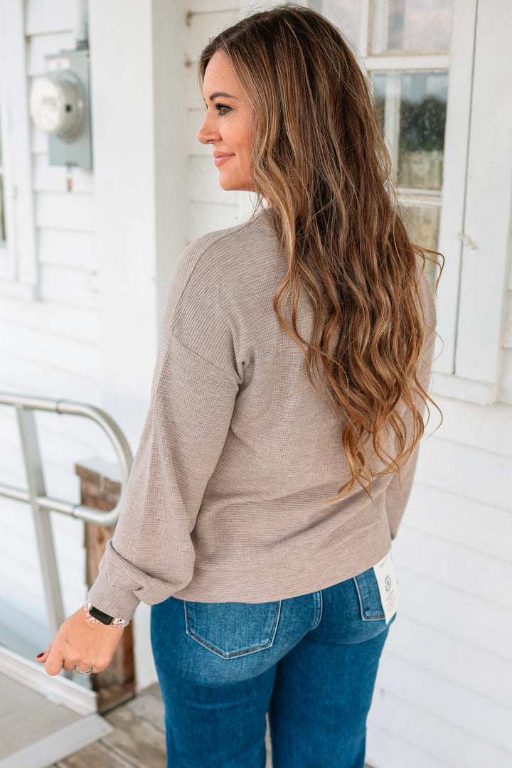 Joss Waffle Knit Top - Mocha