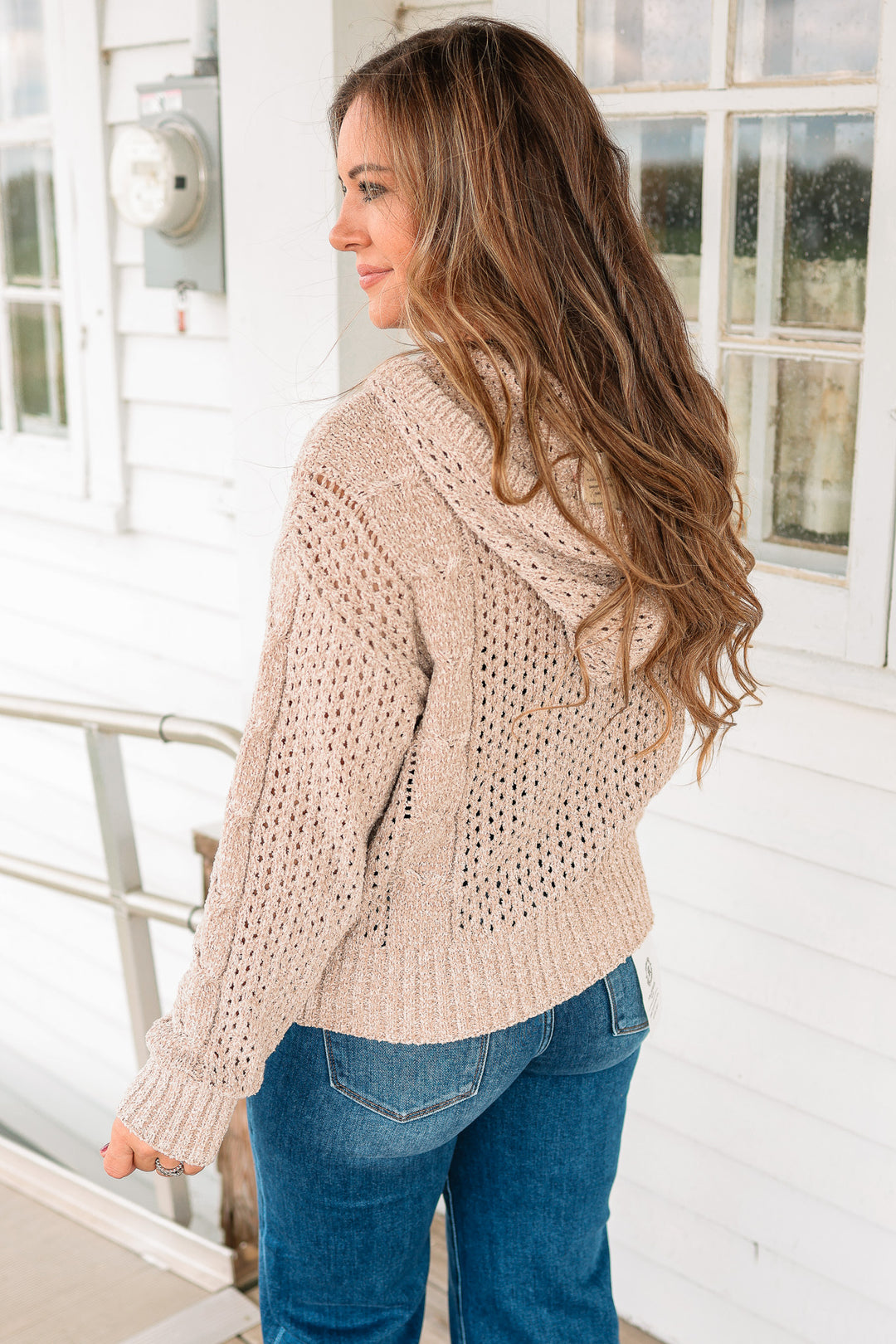 Nara Cable Knit Hoodie Sweater - Taupe