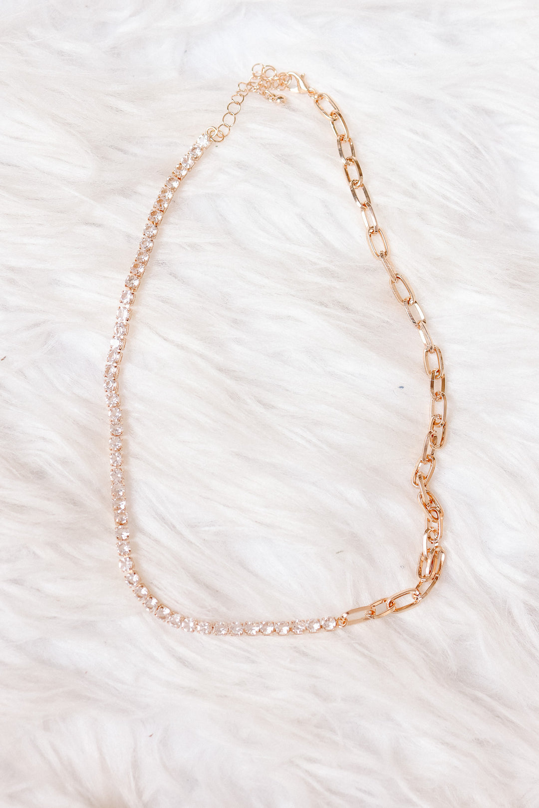 Paperclip Rhinestone Tennis Necklace