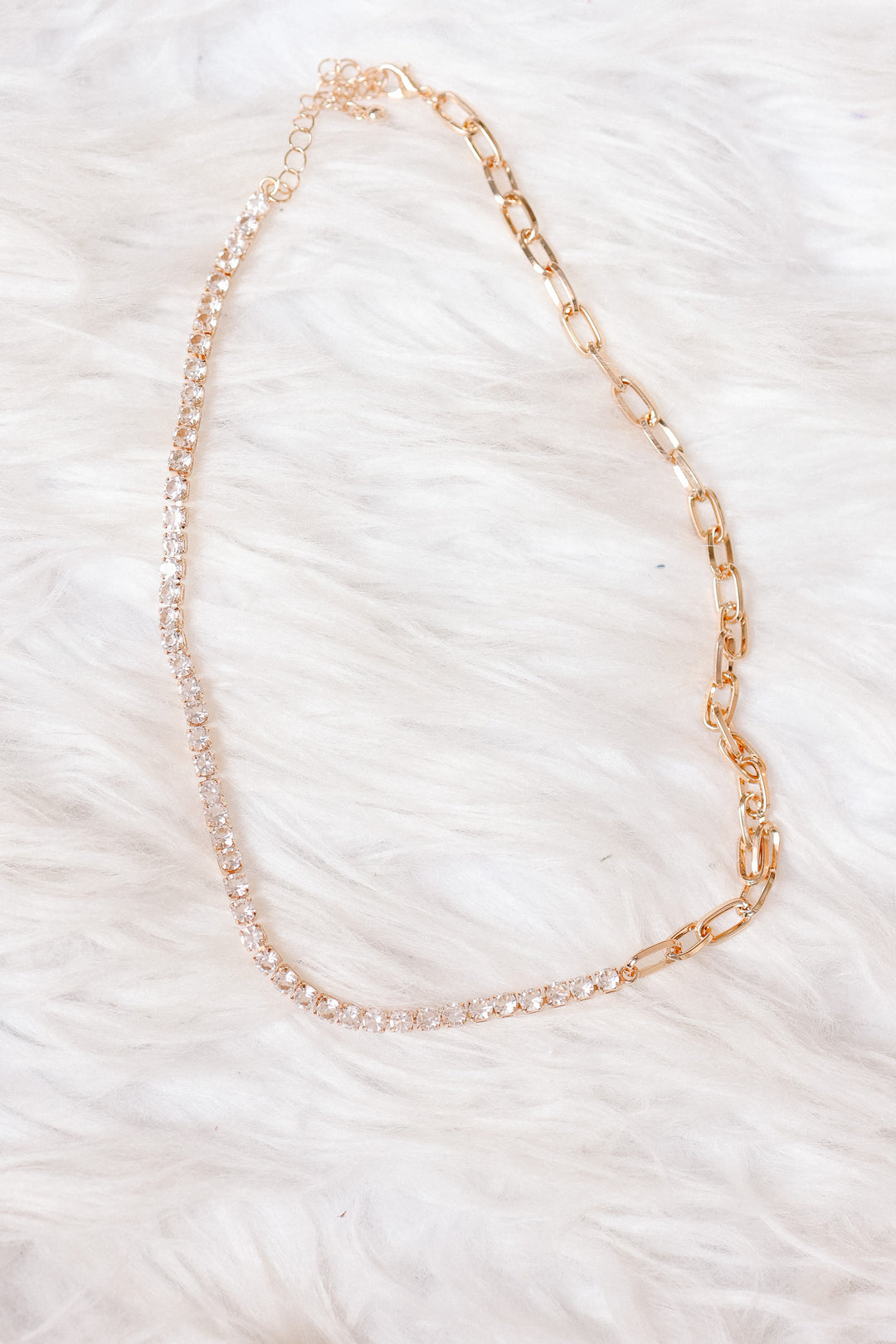 Paperclip Rhinestone Tennis Necklace