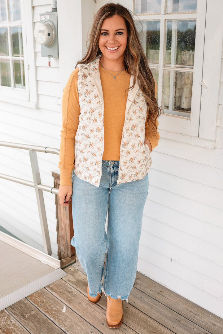Freesia Floral Printed Puffer Vest