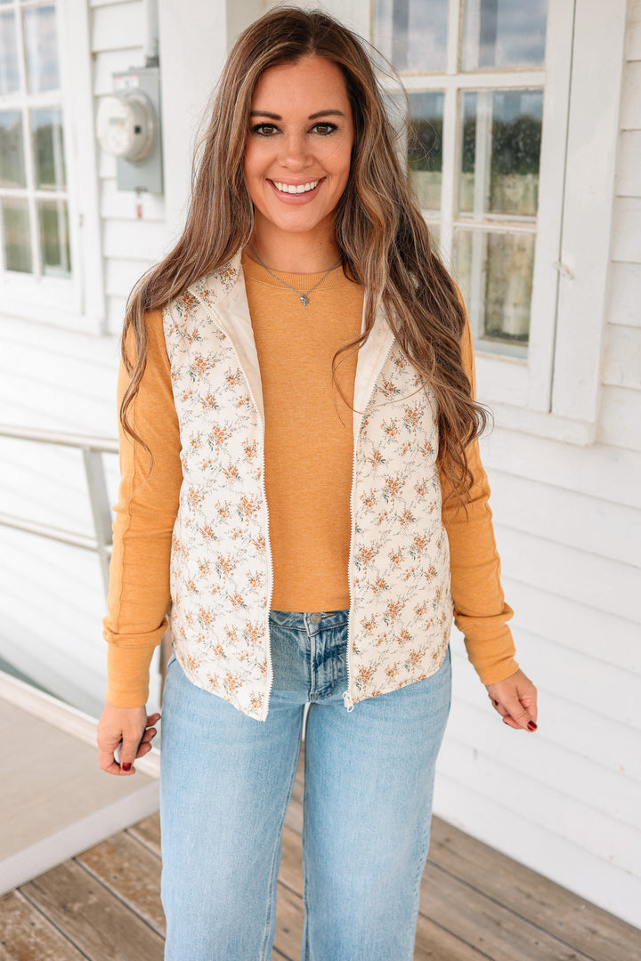 Freesia Floral Printed Puffer Vest
