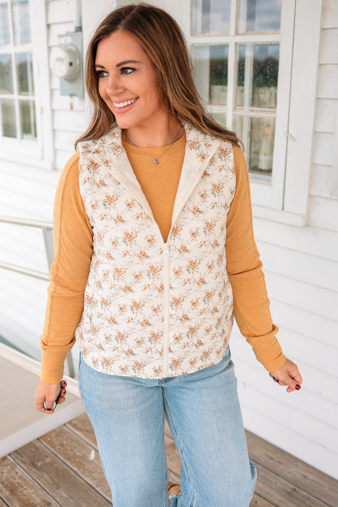 Freesia Floral Printed Puffer Vest