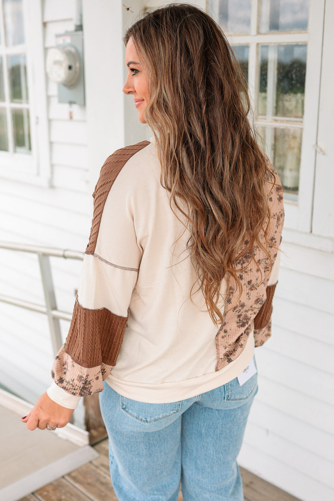 Ophelia Floral and Cable Knit Patchwork Top