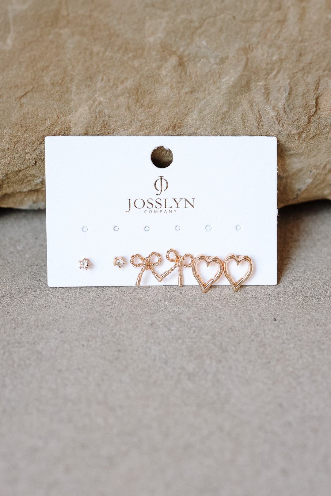 Bow Heart Charm Earrings Trio