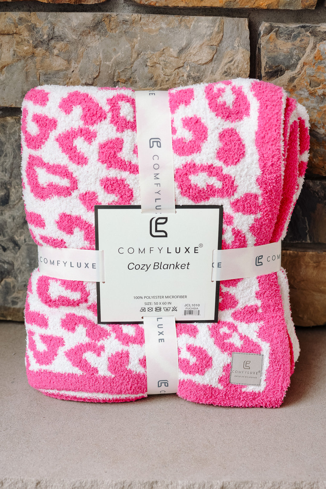 Leopard Comfy Luxe Blanket - Fuchsia