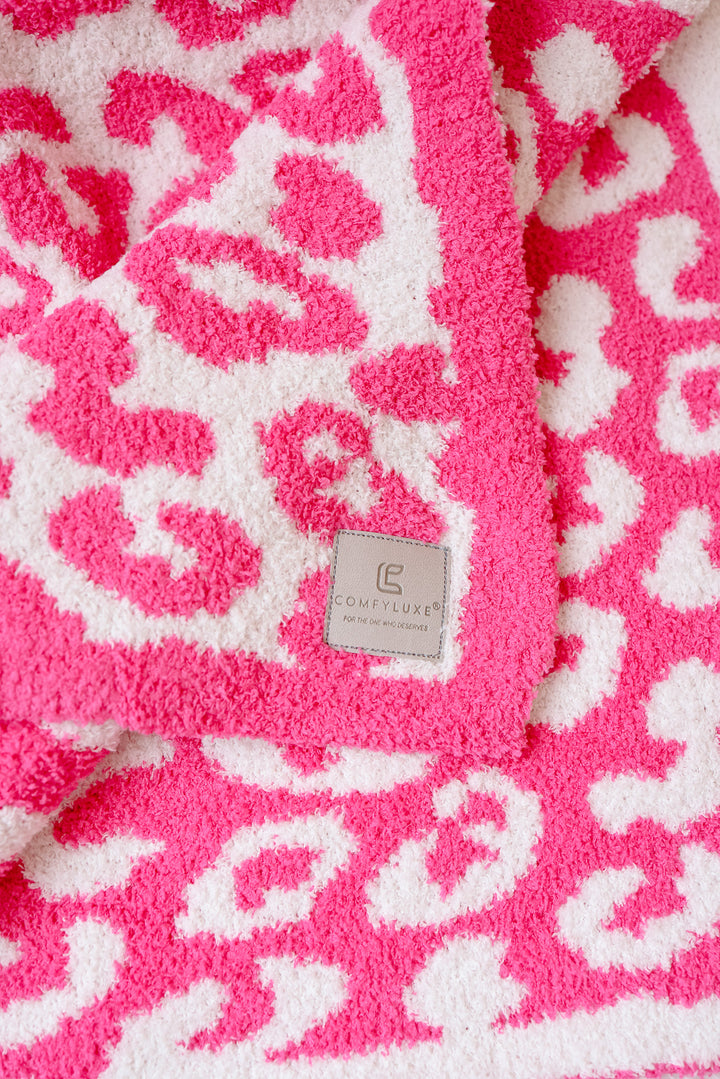 Leopard Comfy Luxe Blanket - Fuchsia