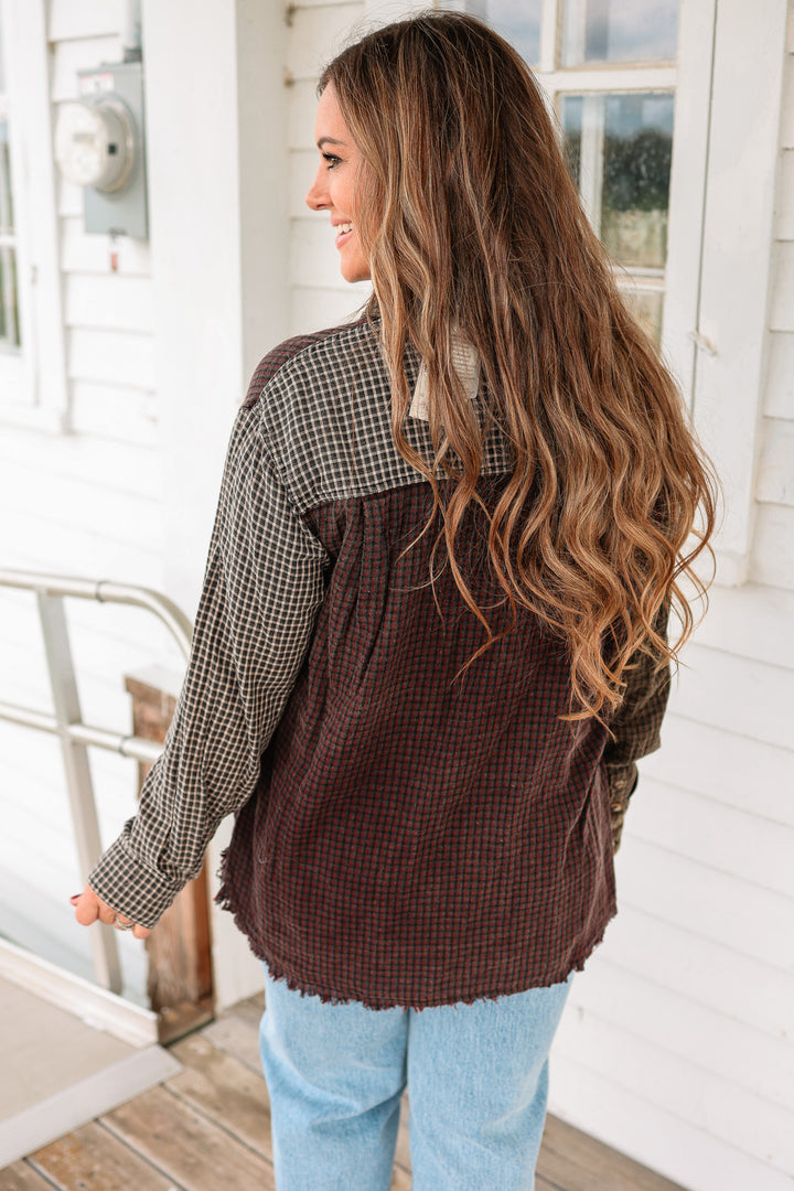 Macey Mixed Checkered Button Down Shirt