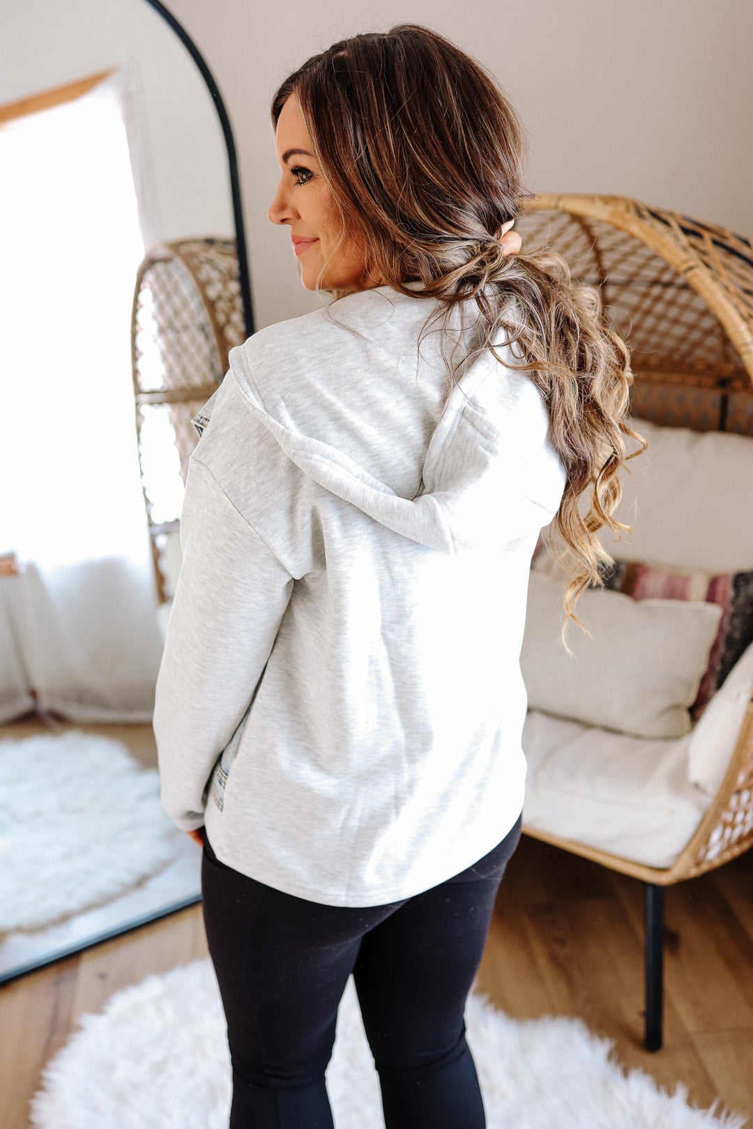 Rowan Denim Hoodie Jacket- White