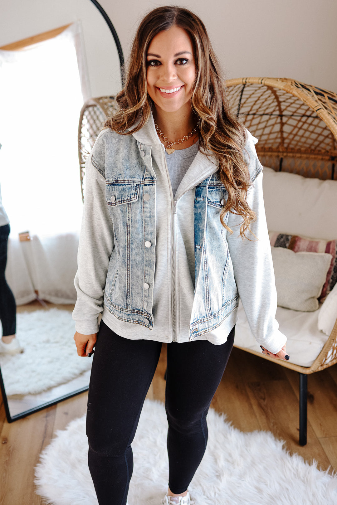 Rowan Denim Hoodie Jacket- White