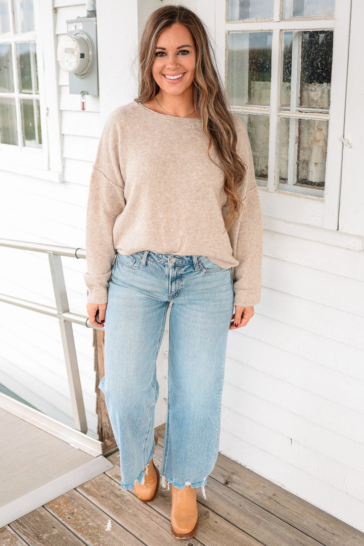 VERVET: Liam Mid Rise Frayed Hem Jeans