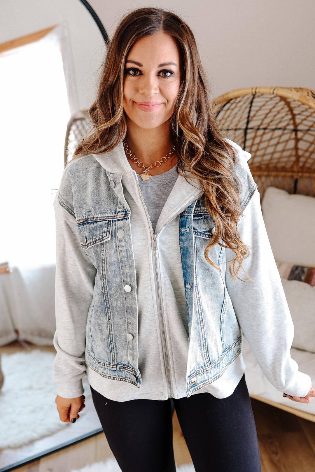 Rowan Denim Hoodie Jacket- White