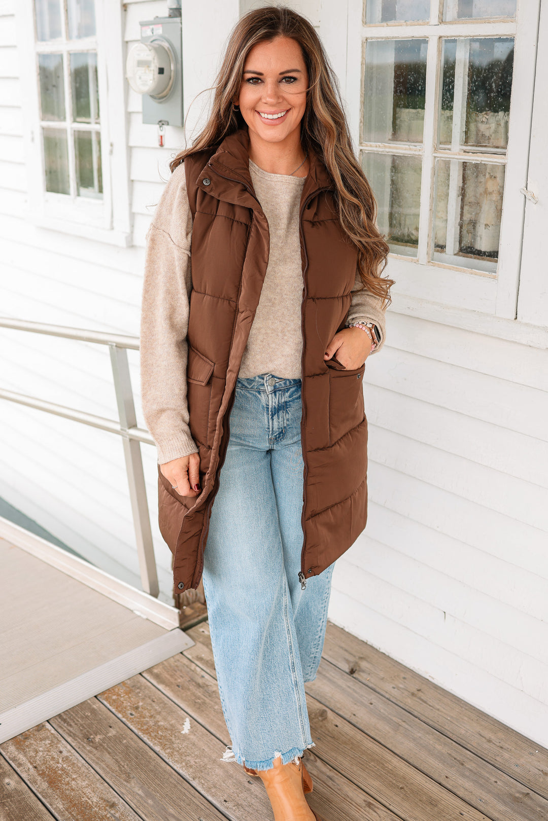 Krista Long Vest - Dark Brown