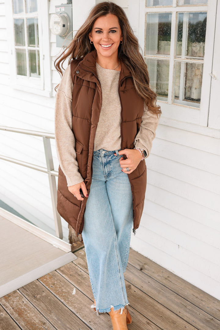 Krista Long Vest - Dark Brown