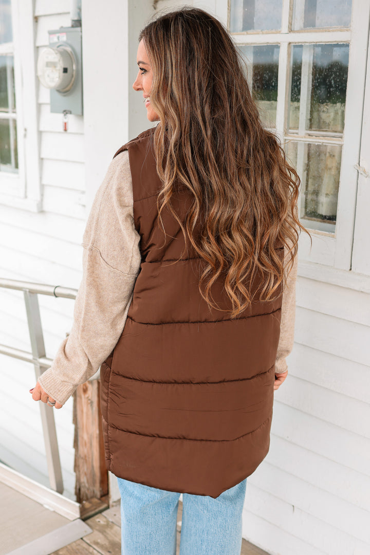 Krista Long Vest - Dark Brown