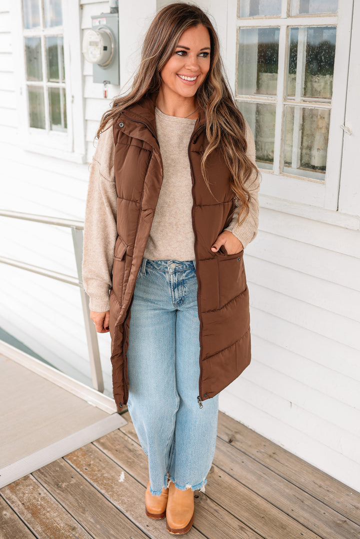 Krista Long Vest - Dark Brown