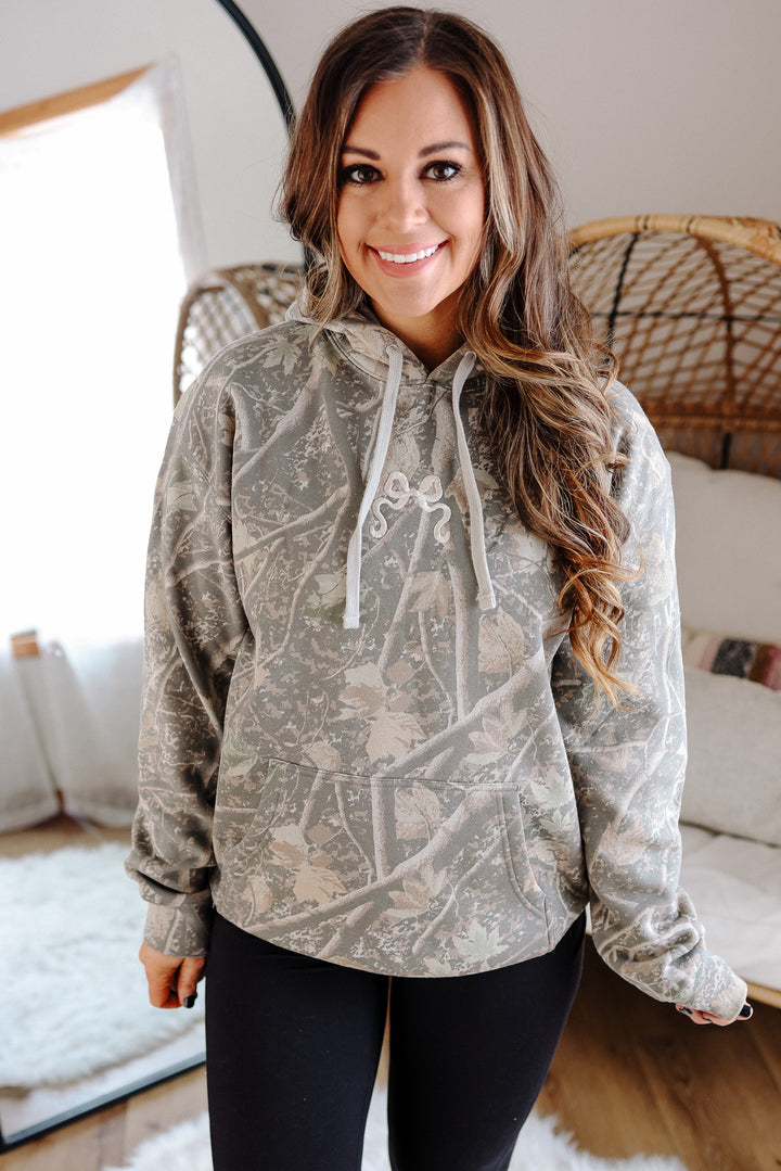 Embroidered Ribbon Camo Hoodie