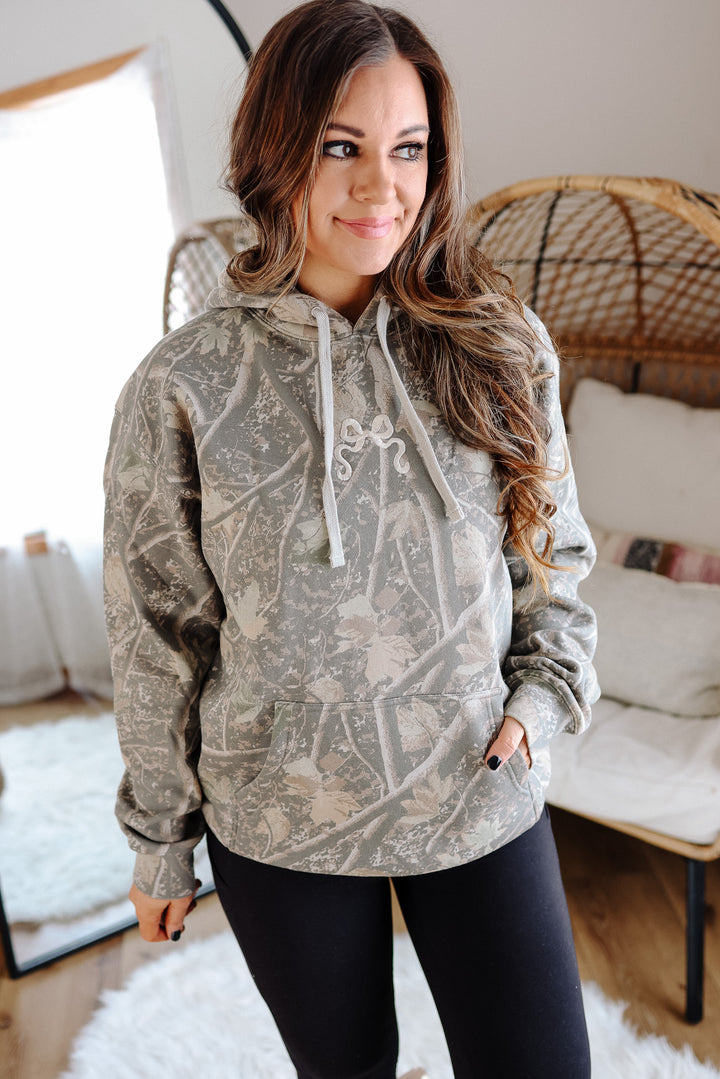 Embroidered Ribbon Camo Hoodie
