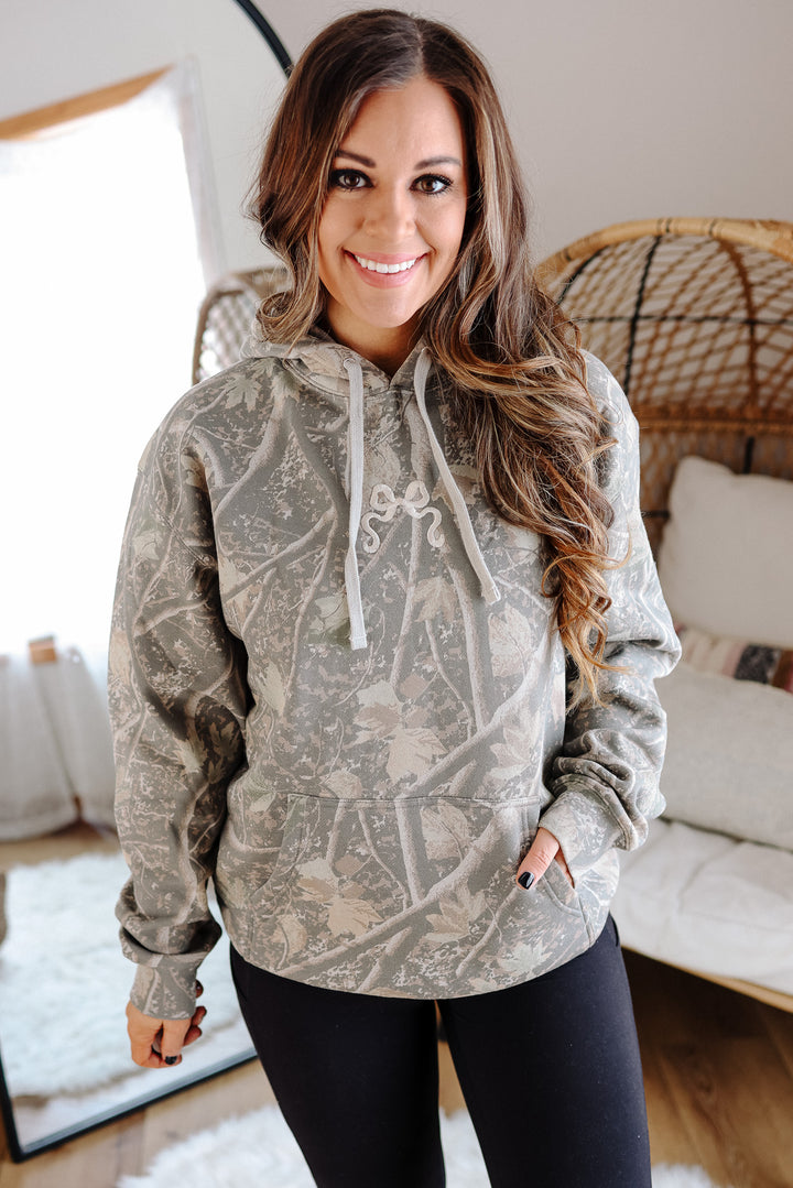 Embroidered Ribbon Camo Hoodie