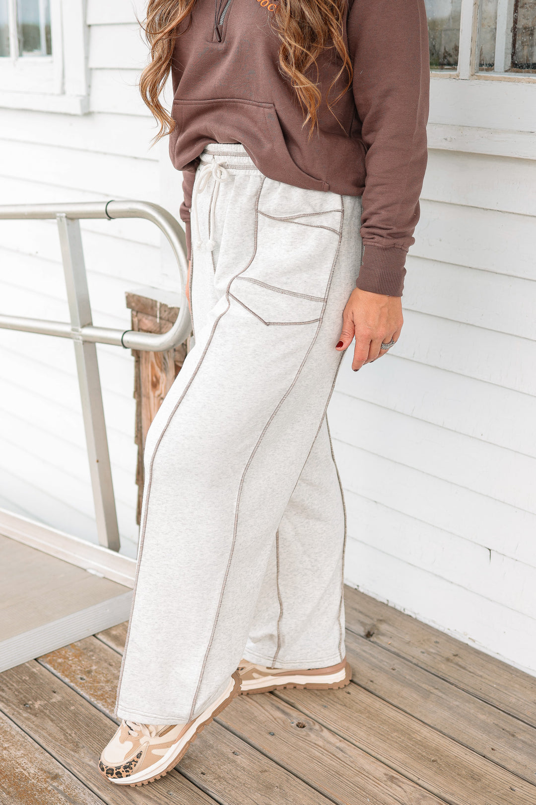 Zaya Barrel Cotton Terry Pants - Heather Grey