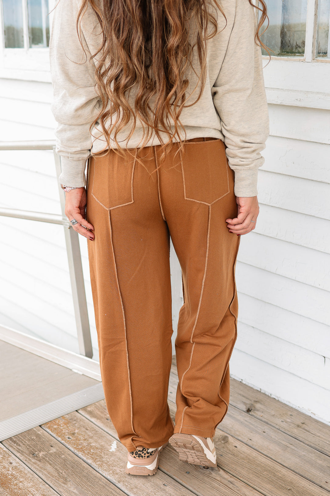 Zaya Barrel Cotton Terry Pants - Mocha