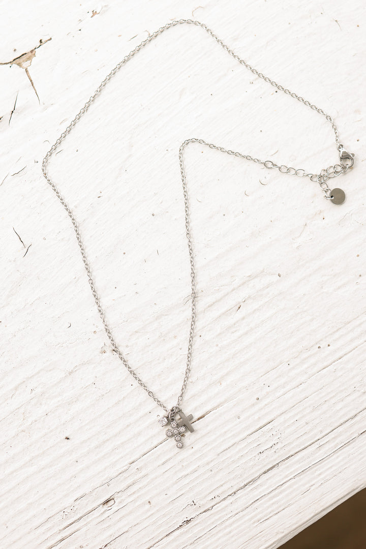 Petite Double Cross Necklace
