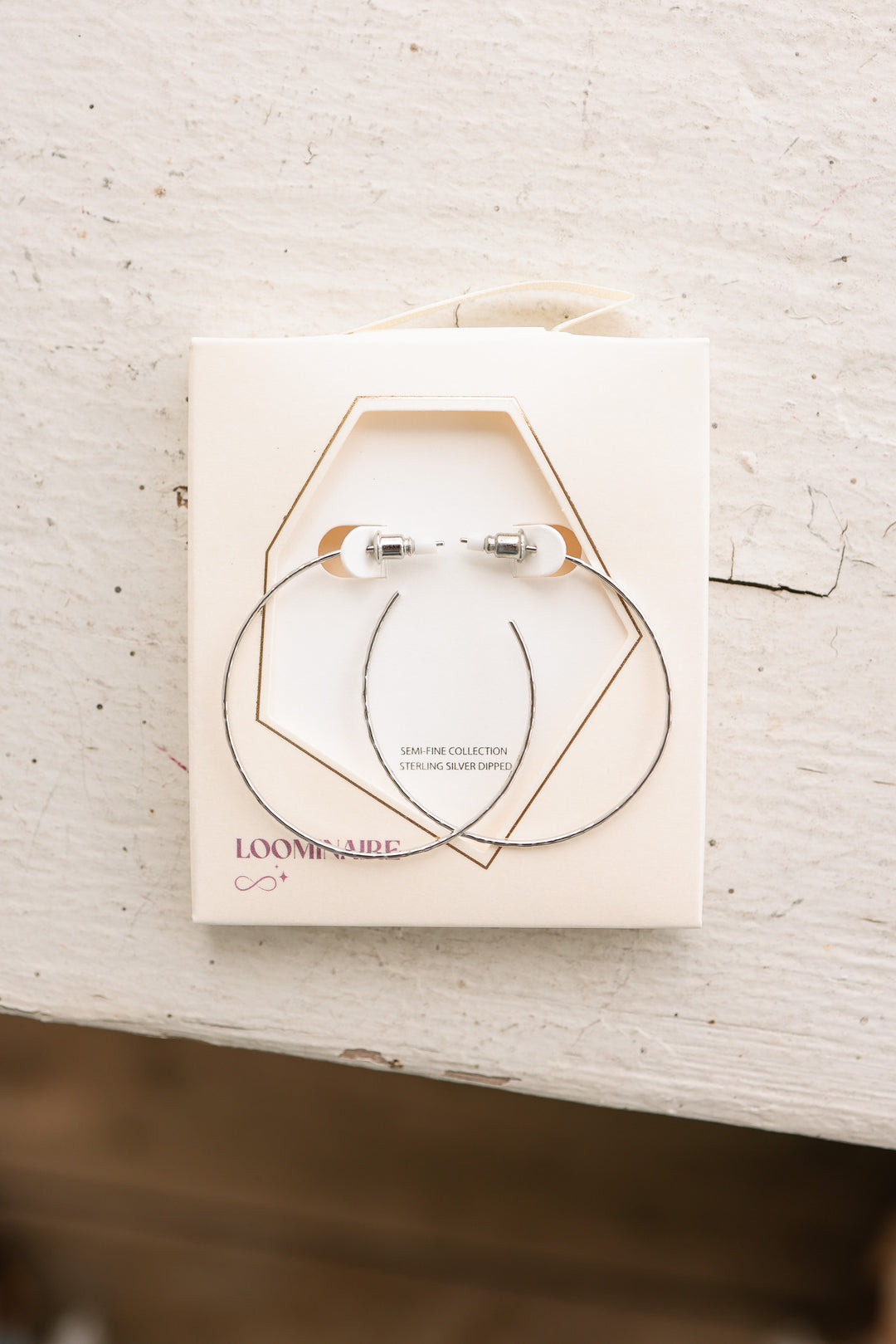 Gemma Gold Dip Wire Open Hoop Earrings - White Gold