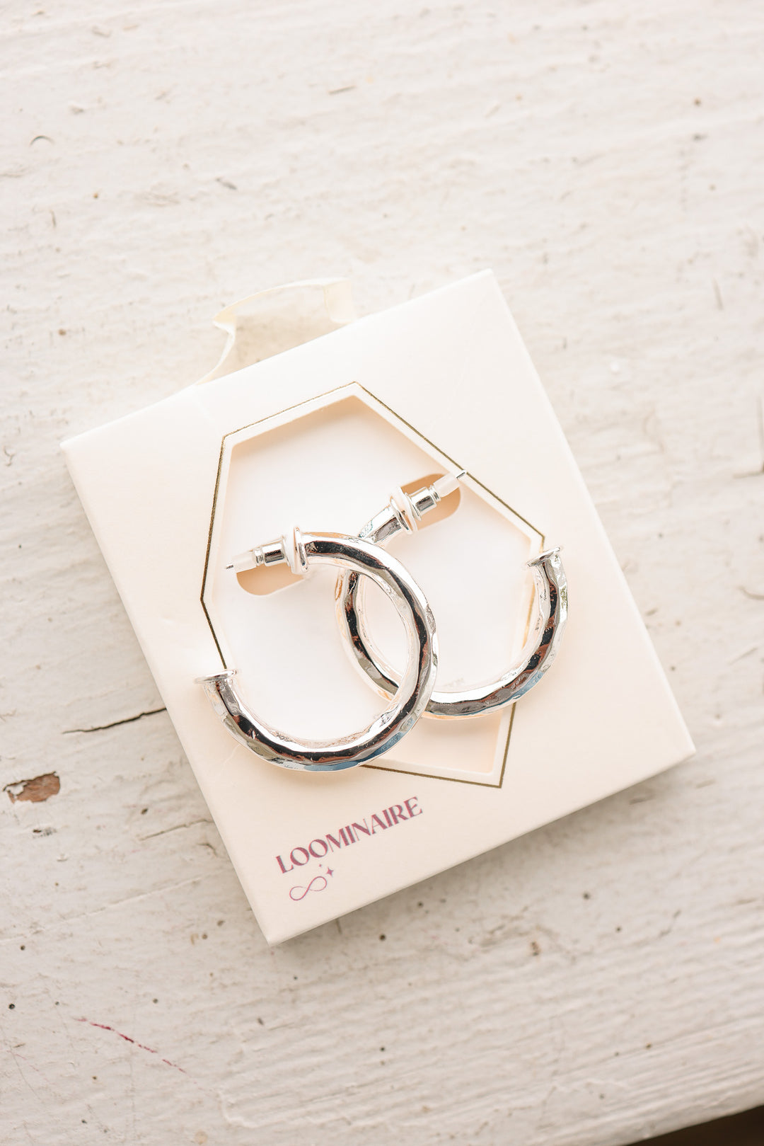 Jana Gold Dipped Hammered Metal Hoop Earrings - Silver
