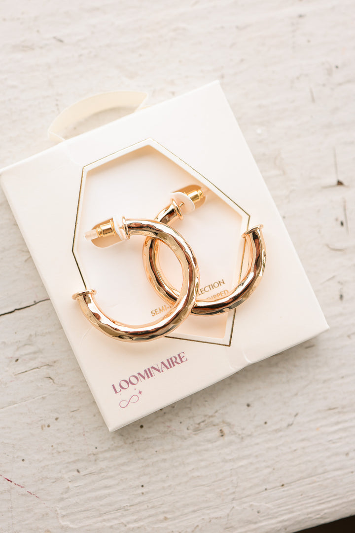 Jana Gold Dipped Hammered Metal Hoop Earrings - Gold