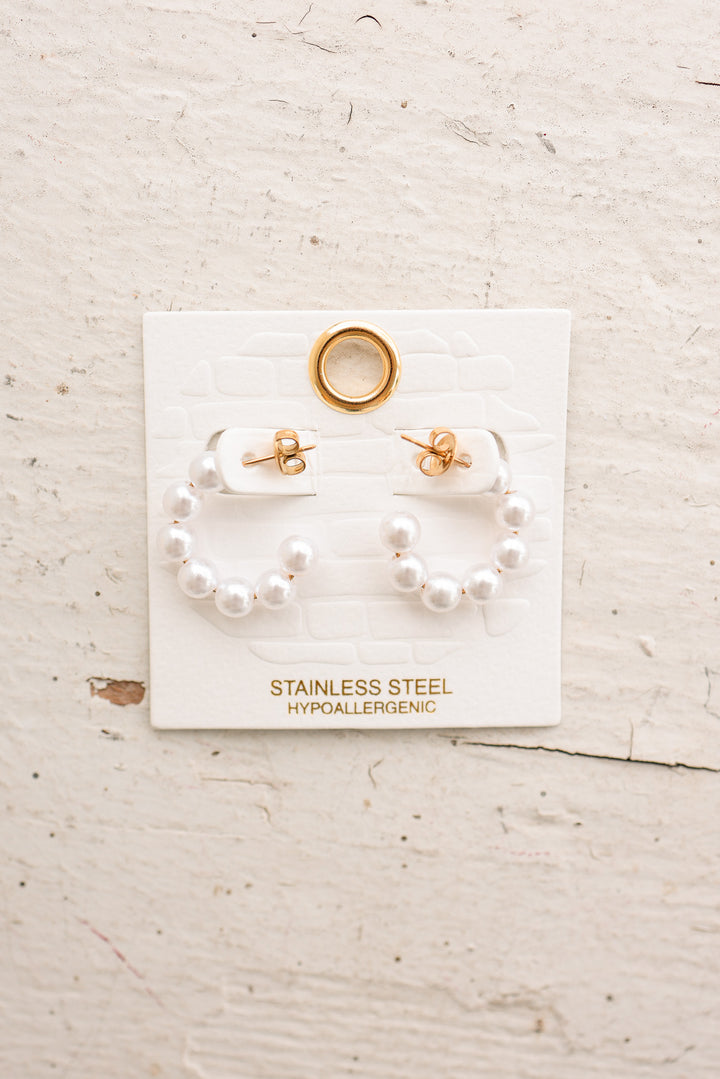 Mini Pearl Hoop Earrings