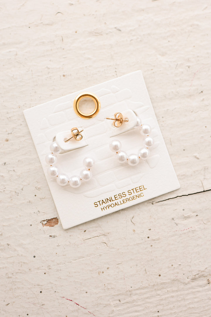 Mini Pearl Hoop Earrings
