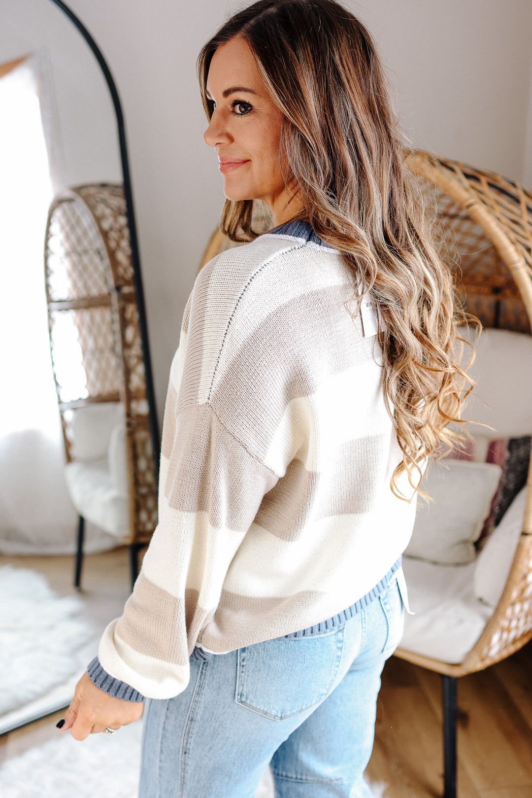 Lila Striped Color Block Sweater