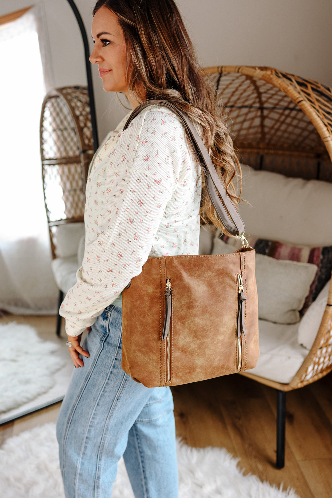 Mina Distressed Hobo Bag