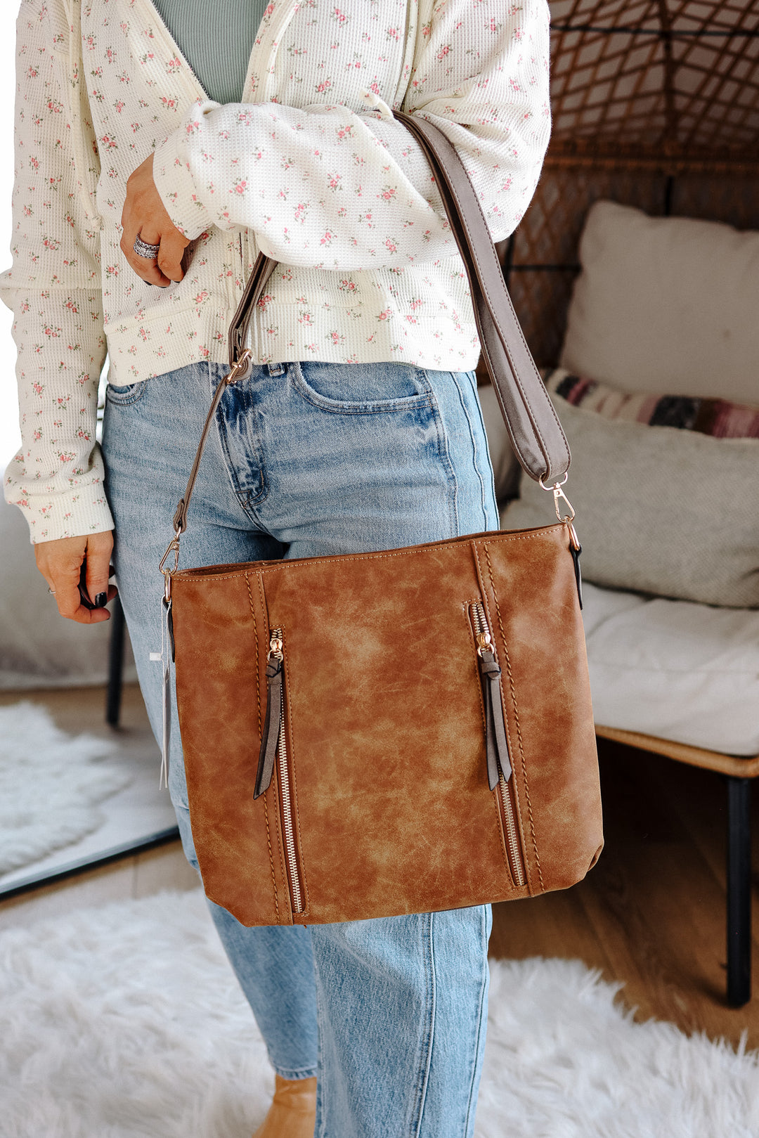 Mina Distressed Hobo Bag