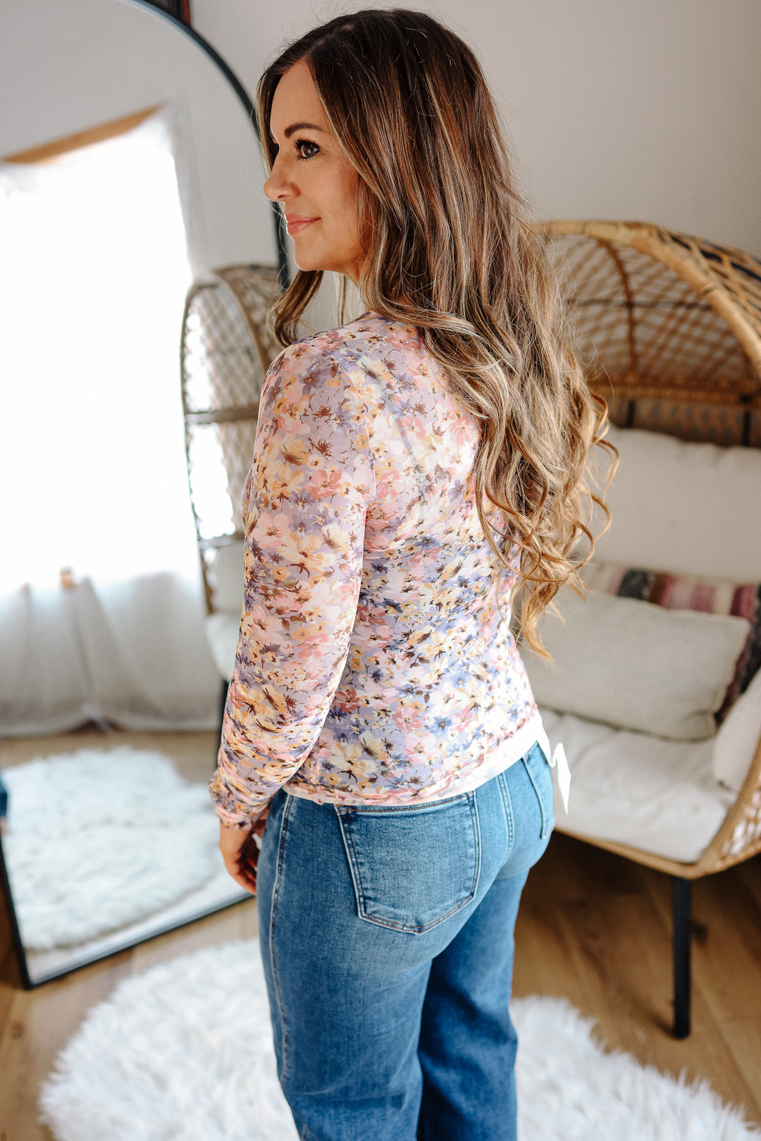 Elara Floral Mesh Top