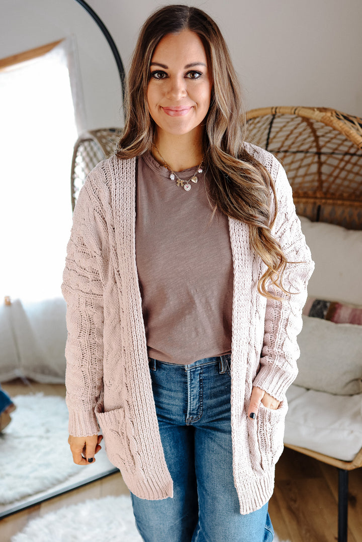 Thea Cable Knit Chenille Cardigan