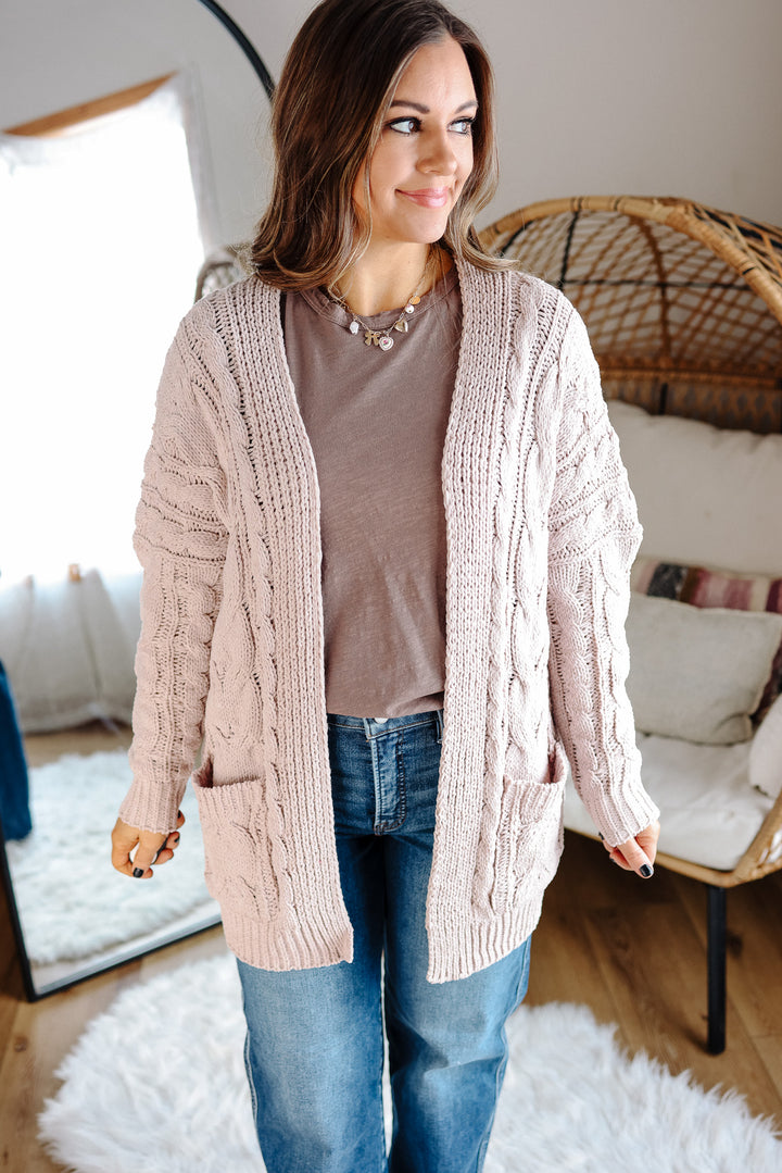 Thea Cable Knit Chenille Cardigan