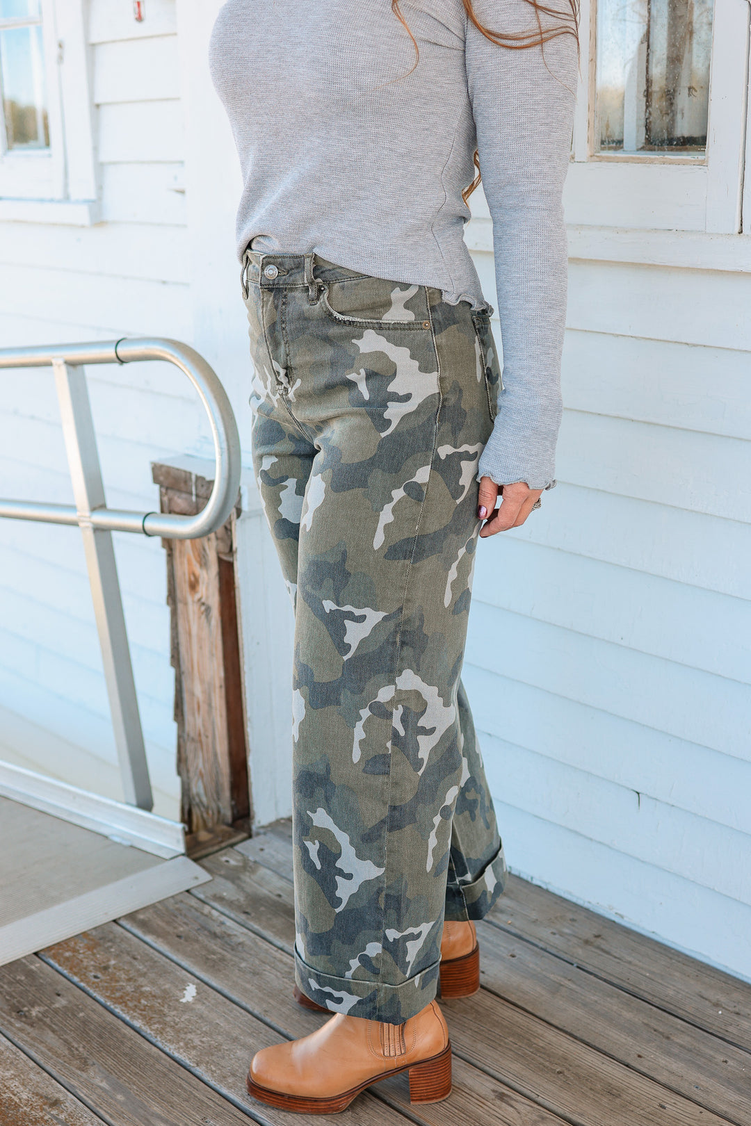 Hilary Wide Leg Crop Camouflage Jeans
